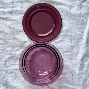 Vintage Corning Ware Vision V-30-B Cranberry 24Oz Round Casserole Dish Soft Lid